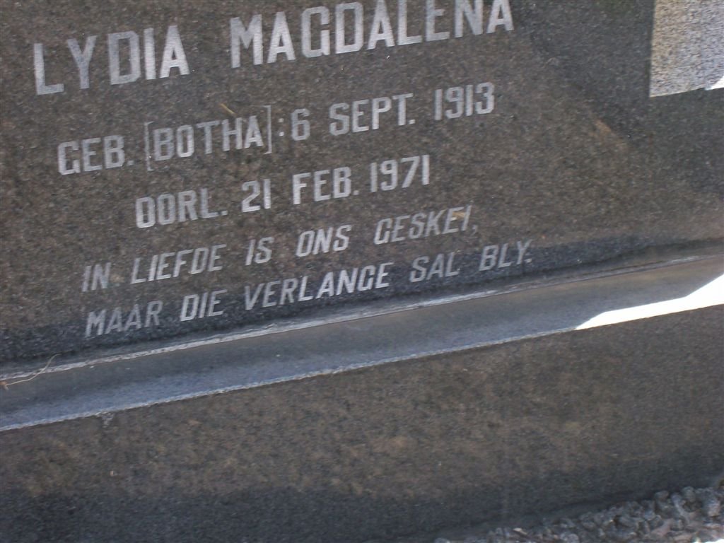 REUCK Lydia Magdalena, de nee BOTHA 1913-1971