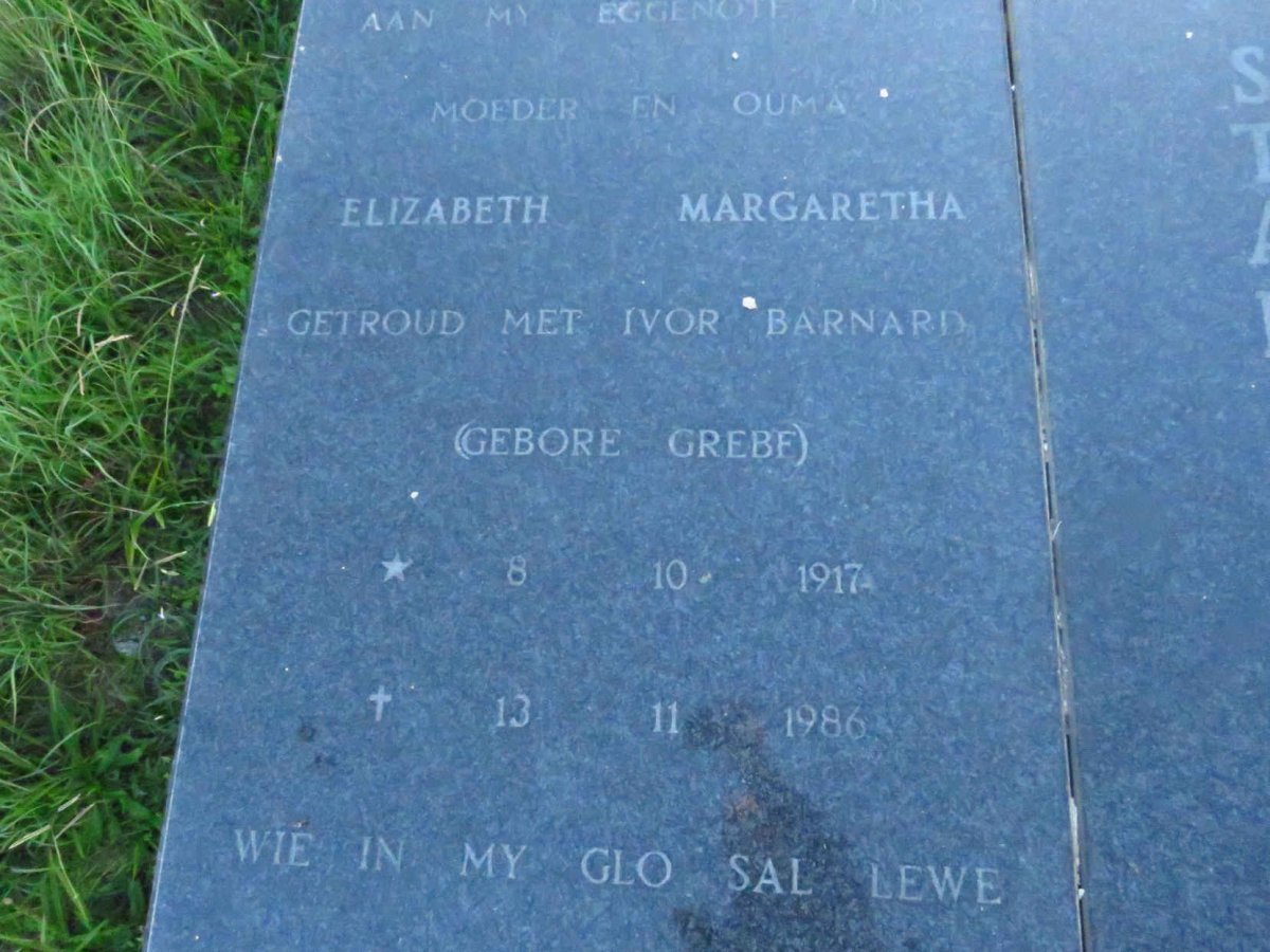 BARNARD Elizabeth Margaretha voorheen STANDER nee GREBE 1917-1986