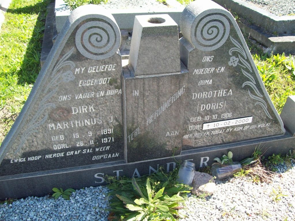 STANDER Dirk Marthinus J. 1891-1971 &amp; Dorothea 1906-2000