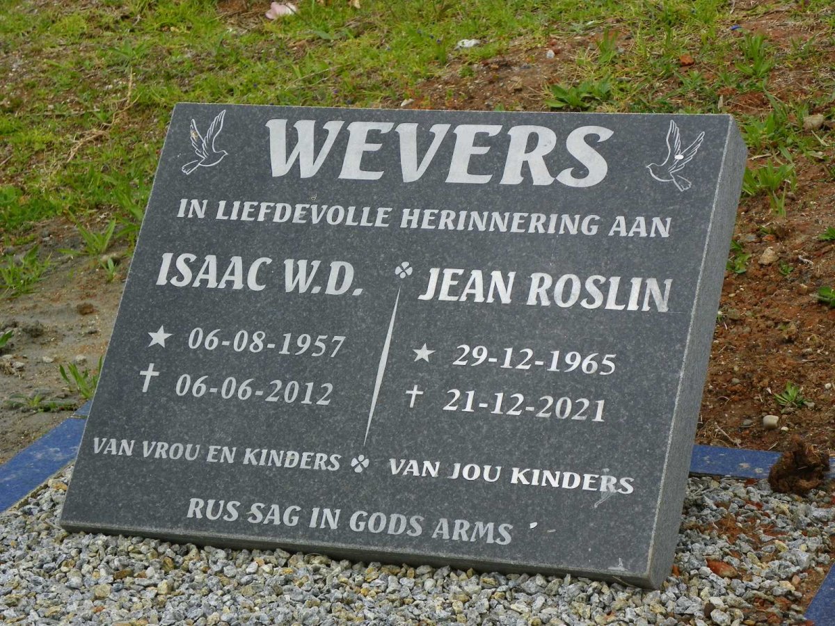 WEVERS Isaac W.D. 1957-2012 &amp; Jean Roslin 1965-2021