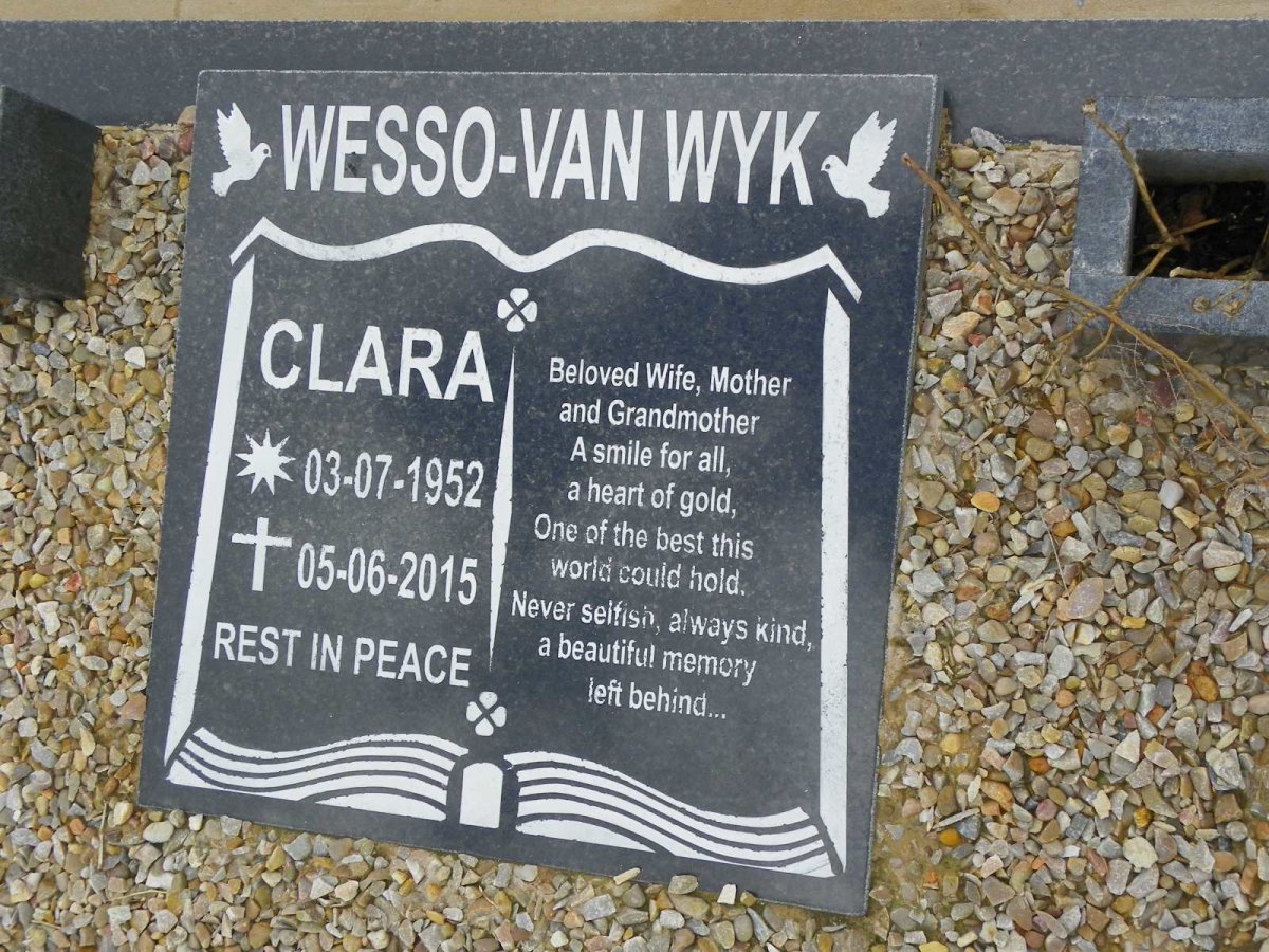 WESSO Clara, VAN WYK 1952-2015