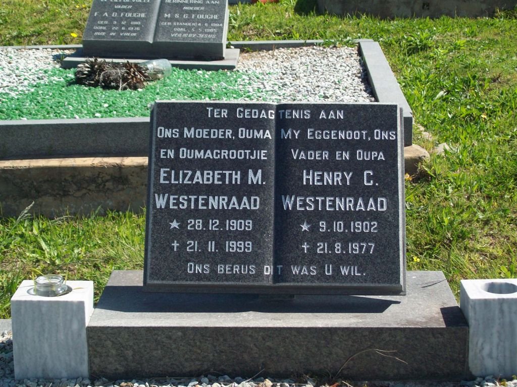 WESTENRAAD Henry C. 1902-1977 &amp; Elizabeth M. 1909-1999