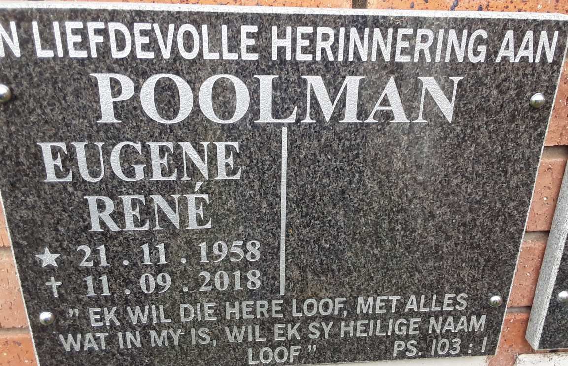 POOLMAN Eugene Rene 1958-2018