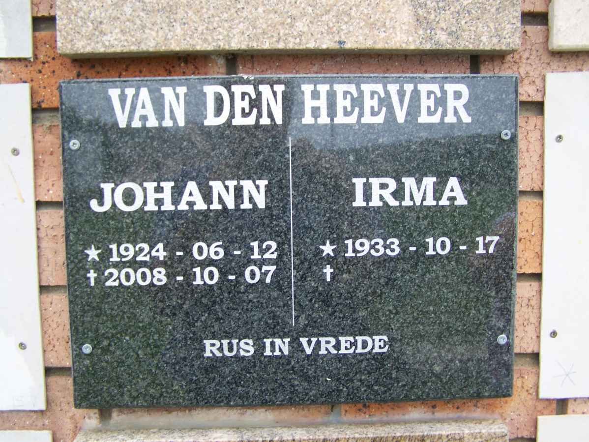HEEVER Johann, van den 1924-2008 &amp; Irma 1933-