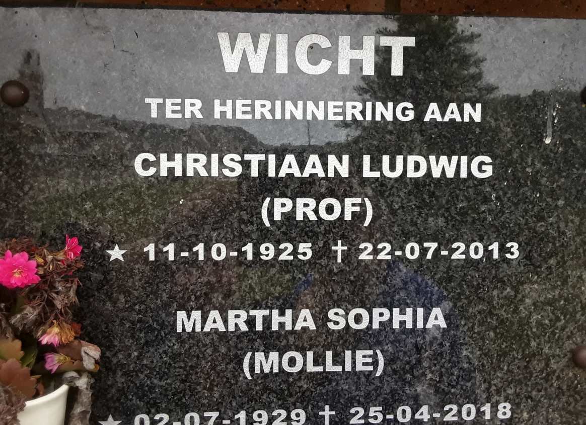 WICHT Christiaan Ludwig 1925-2013 &amp; Martha Sophia 1929-2018