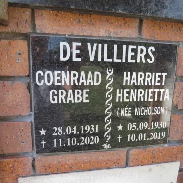VILLIERS Coenraad Grabe, de 1931-2020 & Harriet Henrietta NICHOLSON 1930-2019 