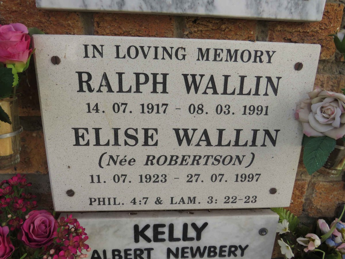 WALLIN Ralph 1917-1991 & Elise ROBERTSON 1923-1997