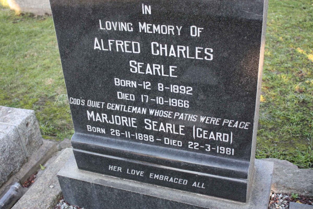 SEARLE Alfred Charles 1892-1966 &amp; Marjorie GEARD 1898-1981