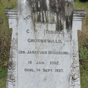 GROENEWALD C.M. nee JANSE VAN RENSBURG 1892-1937