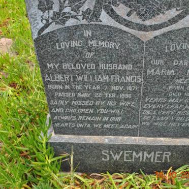 SWEMMER Albert William Francis 1871-1956 &amp; Maria M. GERBER 1874-1958