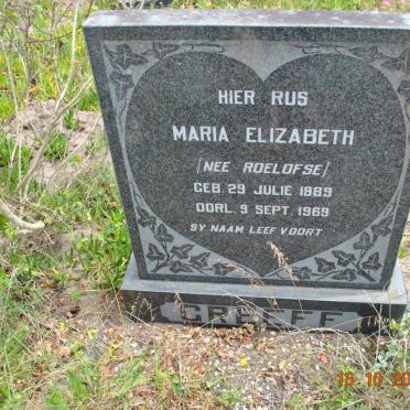 GREEF Maria Elizabeth nee ROELOFSE 1889-1969