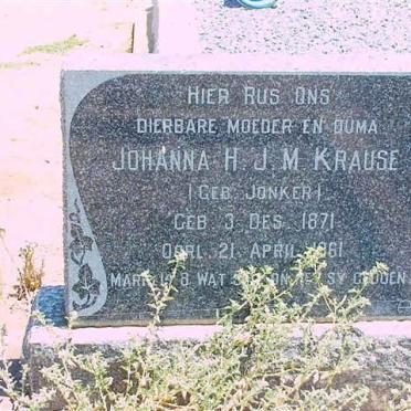 KRAUSE Johanna H. J. M. nee JONKER 1871-1961