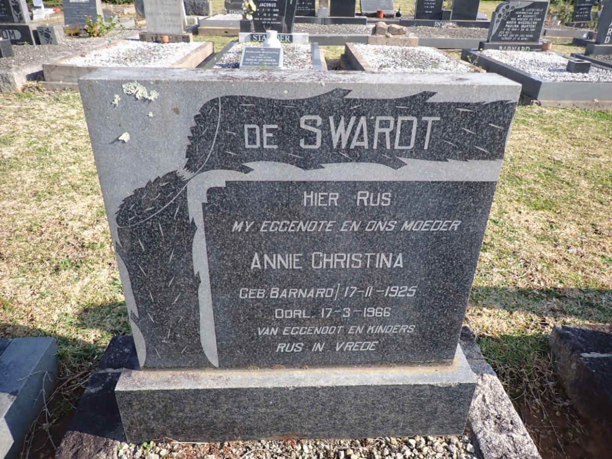 SWARDT Annie Christina, de nee BARNARD 1925-1966