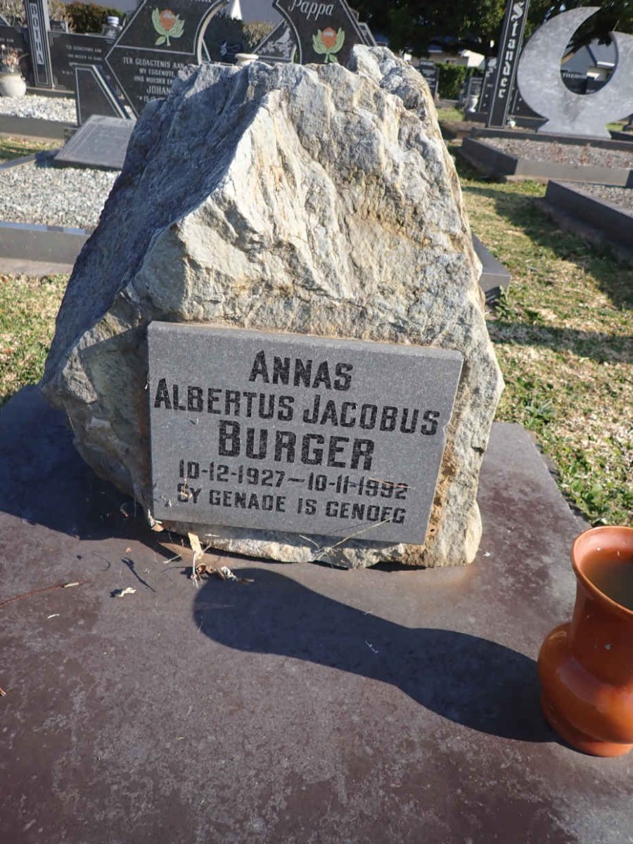 BURGER Annas Albertus Jacobus 1927-1992