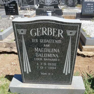 GERBER Magdalena Salomina nee BARNARD 1930-1994