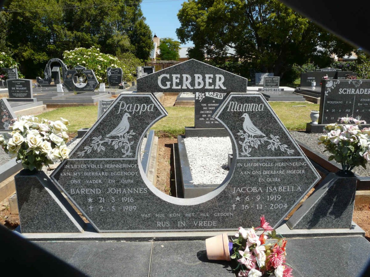GERBER Barend Johannes 1916-1989 &amp; Jacoba Isabella 1919-2004