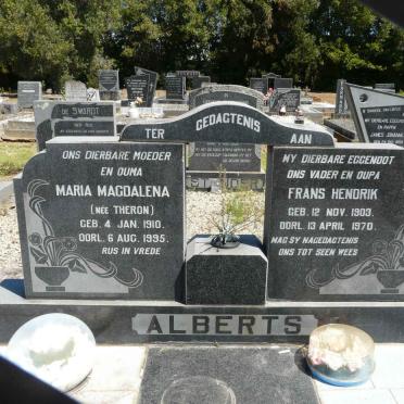 ALBERTS Frans Hendrik 1903-1970 &amp; Maria Magdalena THERON 1910-1995