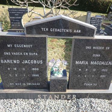 STANDER Barend Jacobus 1900-1980 & Maria Magdalena 1903-1992