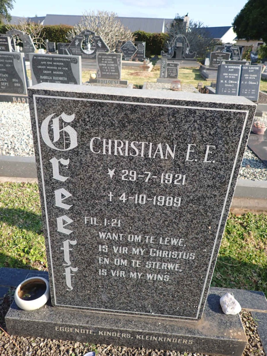 GREEFF Christiaan E.E. 1921-1989