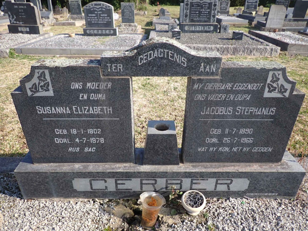 GERBER Jacobus Stephanus 1890-1966 & Susanna Elizabeth 1902-1978