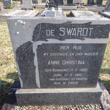 SWARDT Annie Christina, de nee BARNARD 1925-1966