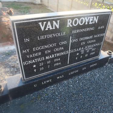 ROOYEN Ignatius Marthinus, van 1914-1984 & Susara Johanna F. PIETERSE 1917-1989 