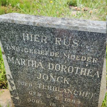 JONCK Martha Dorothea nee TERBLANCHE 1884-1937