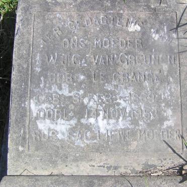 GREUNEN W.J.G, van nee LE GRANGE 1869-1953