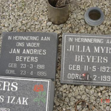 BEYERS Jan Andries 1918-1995 &amp; Julia Myra 1922-1993