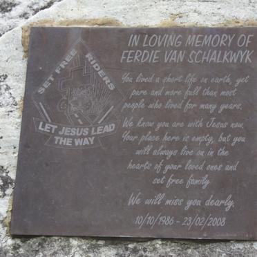 SCHALKWYK Ferdie, van 1986-2008