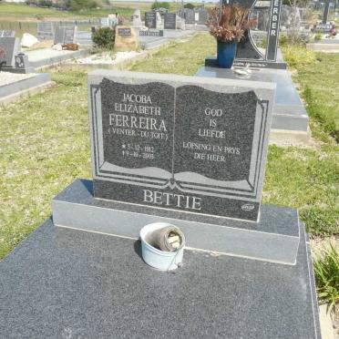 FERREIRA Jacoba Elizabeth voorheen VENTER nee DU TOIT 1912-2003