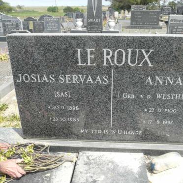 ROUX Josias Servaas, le 1898-1983 &amp; Anna VAN DER WESTHUIZEN 1900-1997