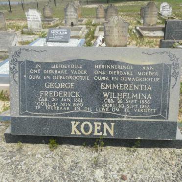 KOEN George Frederick 1881-1960 &amp; Emmerentia Wilhelmina 1886-1958