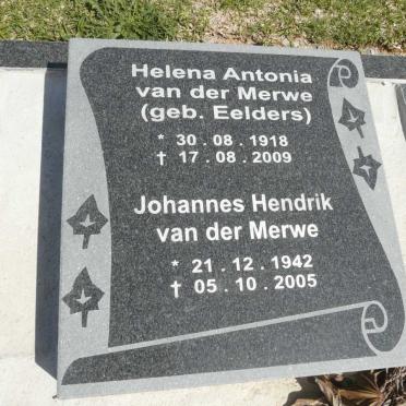 MERWE Johannes Hendrik, van der 1942-2005 &amp; Helena Antonia EELDERS 1918-2009