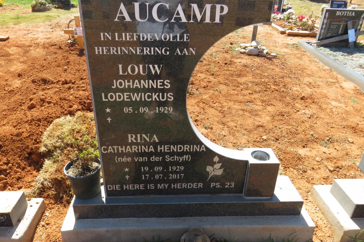 AUCAMP Johannes Lodewickus 1929- &amp; Catharina Hendsrika V.D.SCHYFF 1929-2017
