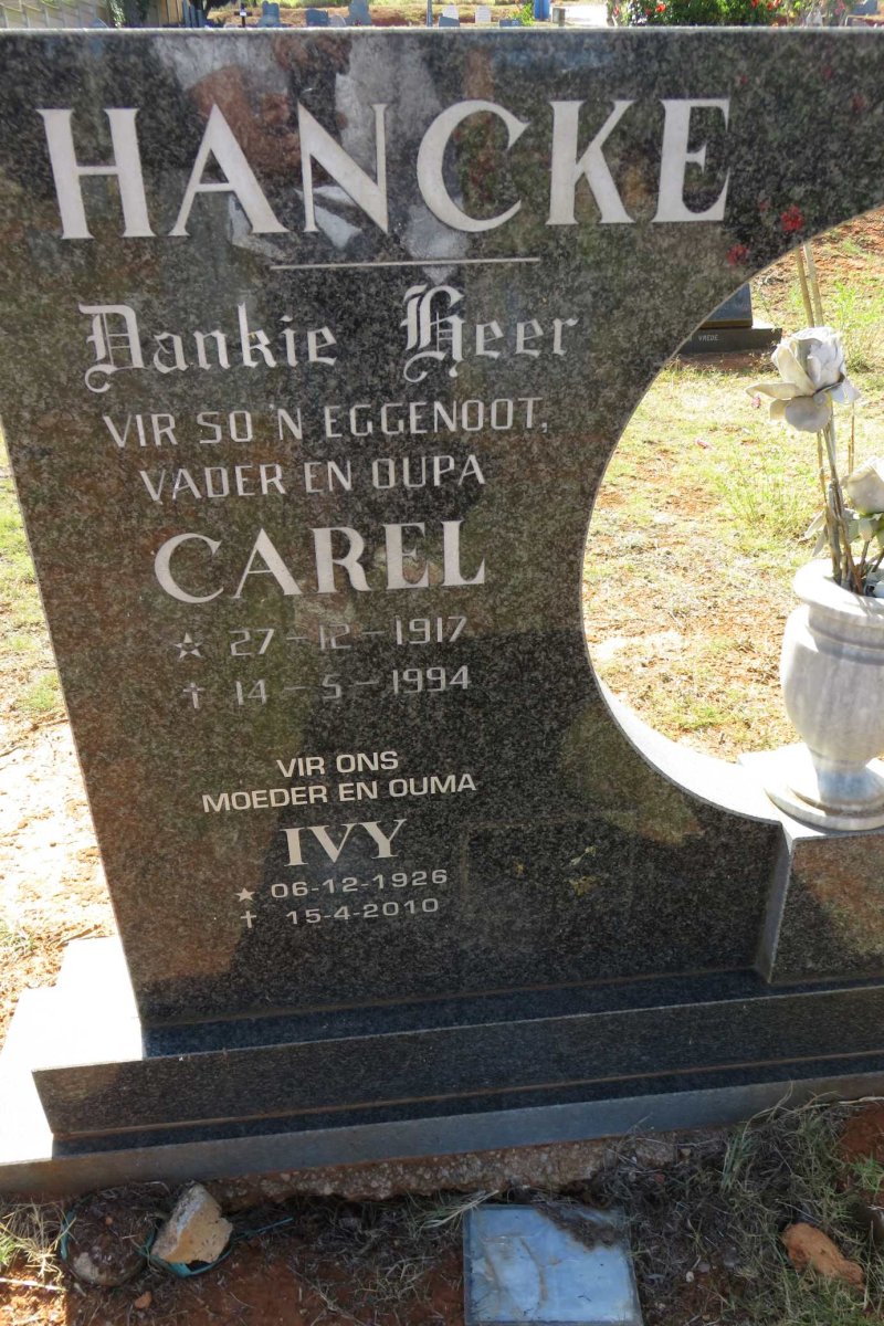HANCKE Carel 1917-1994 &amp; Ivy 1926-2010