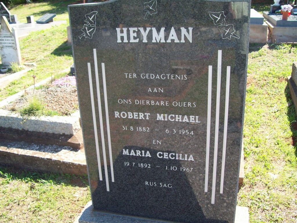 HEYMAN Robert Michael 1882-1954 &amp; Maria Cecilia 1892-1967