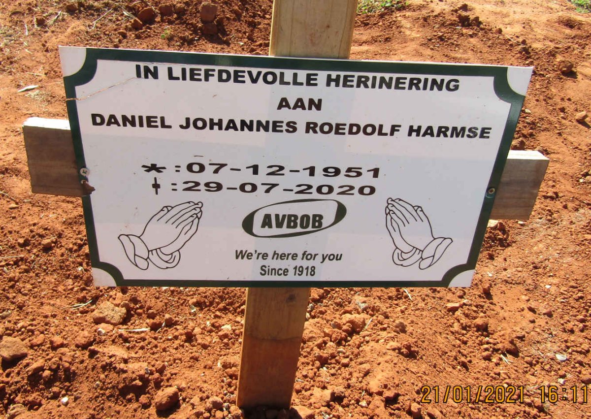 HARMSE Daniel  Johannes Roedolf 1951-2020