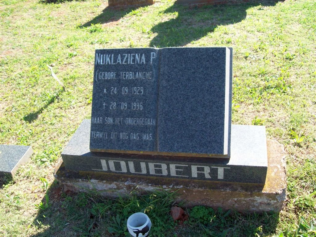 JOUBERT Nuklaziena P. nee TERBLANCHE 1929-1996