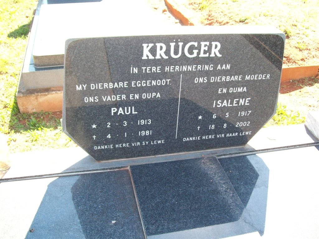 KRÜGER Paul 1913-1981 &amp; Isalene 1917-2002