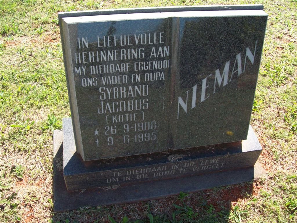 NIEMAN Sybrand Jacobus 1908-1995