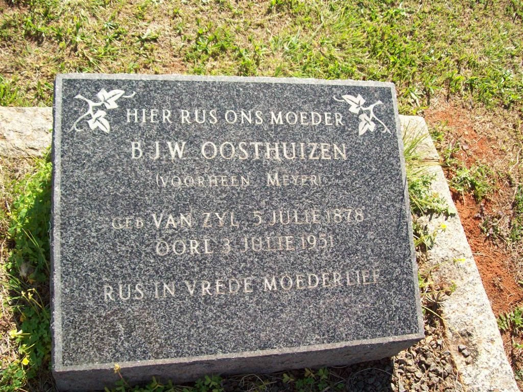 OOSTHUIZEN B.J.W. formerly MEYER nee VAN ZYL 1878-1951