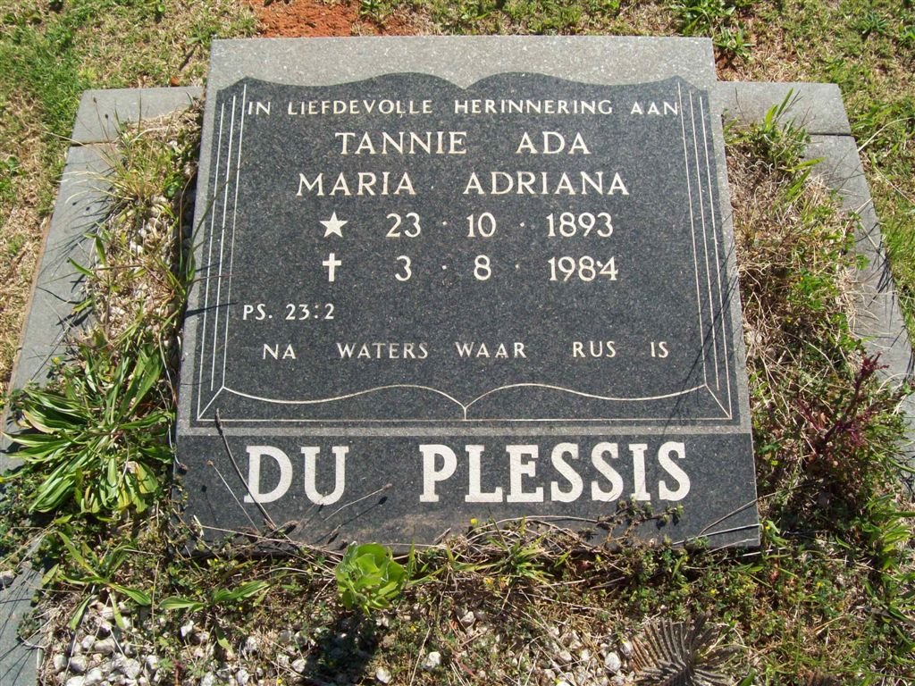 PLESSIS Ada Maria Adriana, du 1893-1984