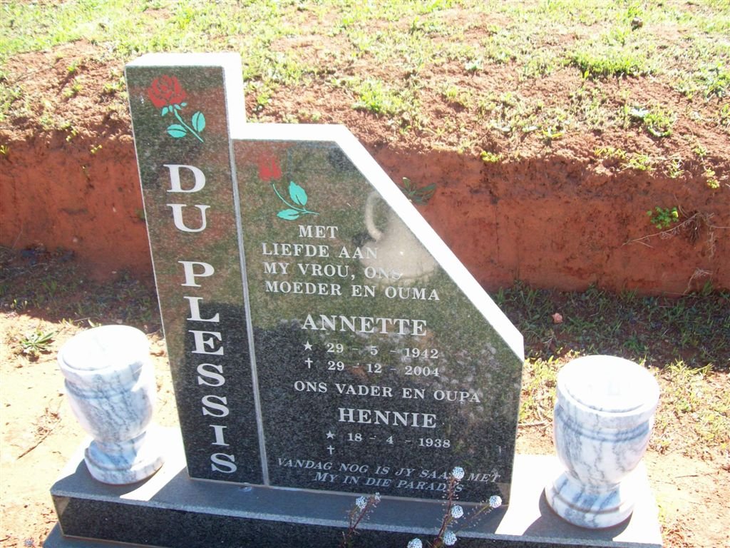 PLESSIS Hennie, du 1938- &amp; Annette 1942-2004