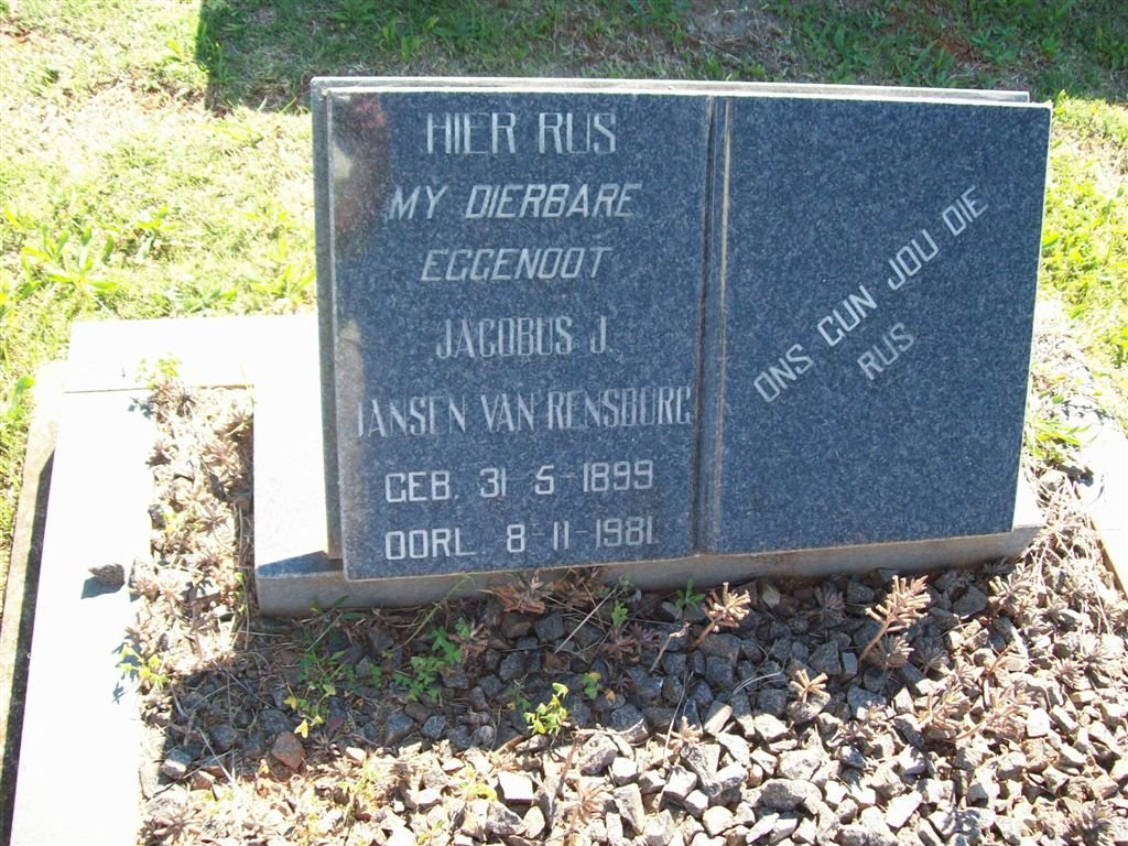 RENSBURG Jacobus J., Jansen van 1899-1981