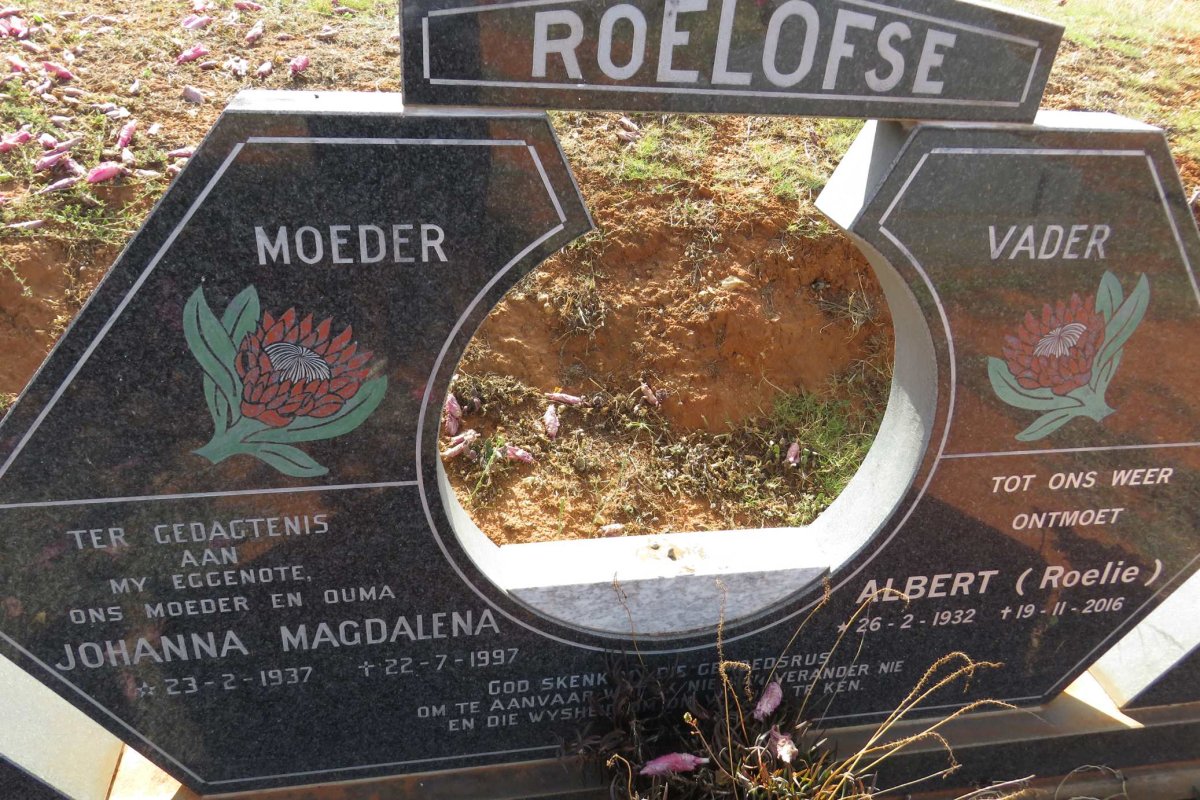 ROELOFSE Albert 1932-2016 &amp; Johanna Magdalena 1937-1997