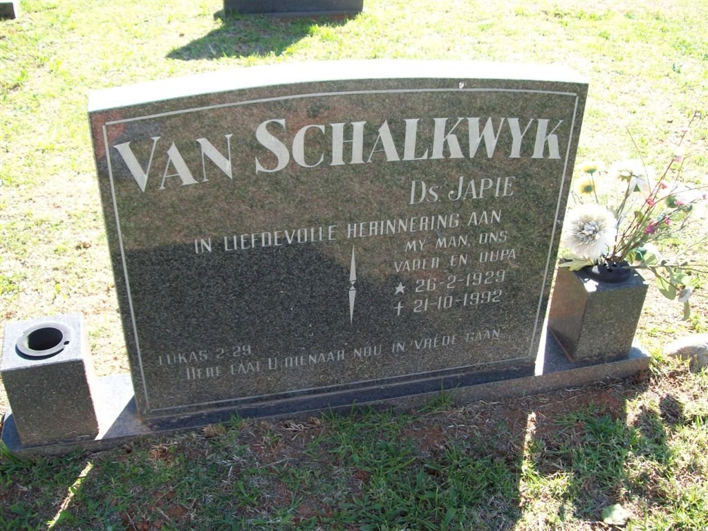 SCHALKWYK Japie, van 1929-1992