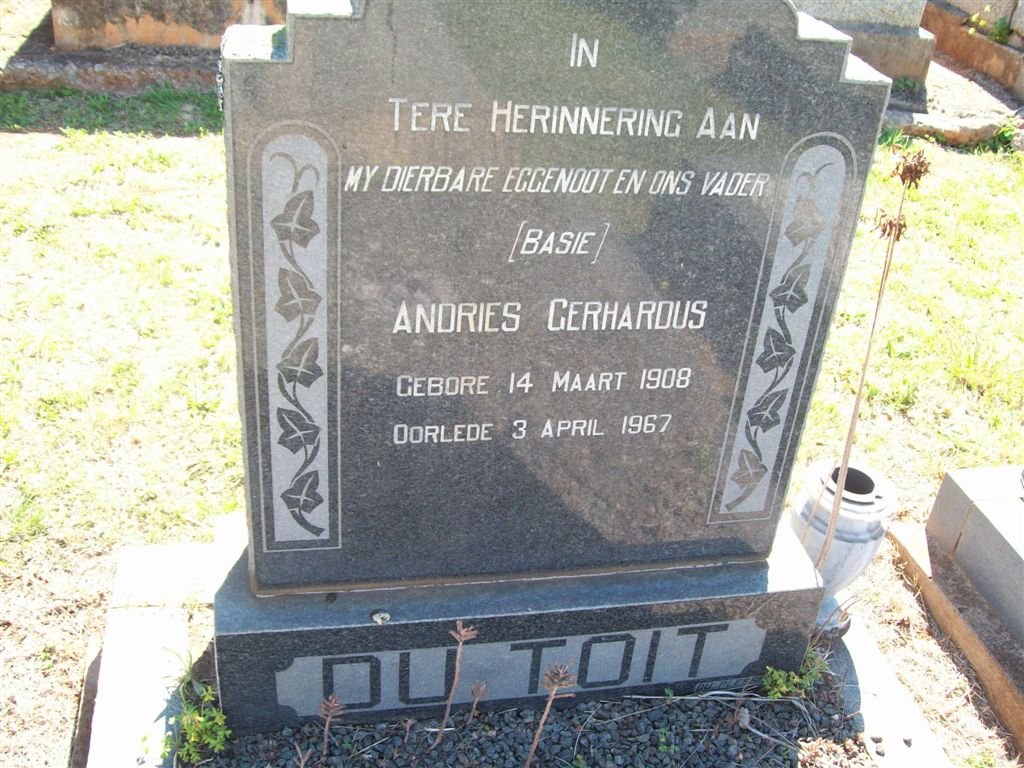 TOIT Andries Gerhardus, du 1908-1967
