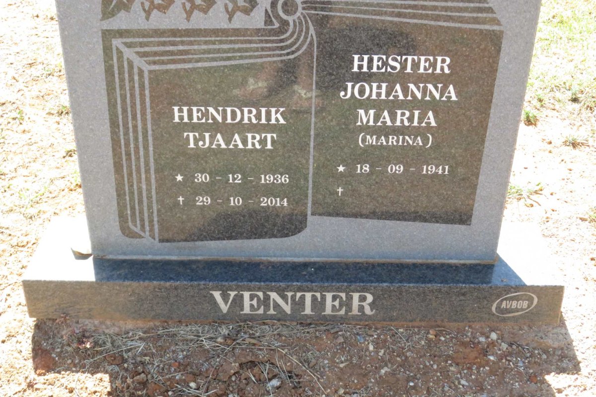 VENTER Hendrik Tjaart 1936-2014 &amp; Hester Johanna Maria 1941-