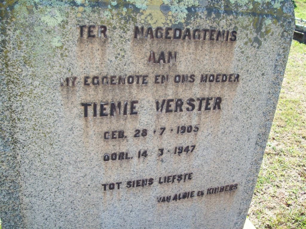 VERSTER Tienie 1905-1947